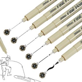 Micro-Pen Fineliner Ink Pens，12 Pack Waterproof Archival Black Ink Pens Micro Fine Point Drawing Pens，Multiliner Pens， for Writing, Drawing, or Journaling，Artist Illustration, Sketching, Anime，Bible ﻿