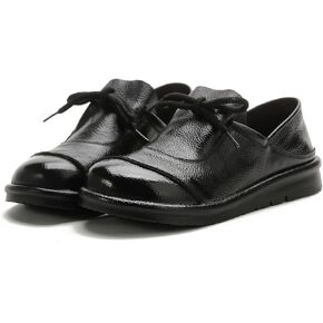 Women's Genuine Leather Flat Walking Shoes Retro Comfortable Round Toe Lace-up Soft Bottom Casual Leather Shoes for Daily Work Office