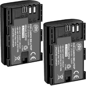 BM Premium 2 Pack of LP-E6P High Capacity Batteries for Canon EOS R5 II, EOS R, EOS R5, EOS R6, EOS R6 II, EOS R7, EOS 60D, EOS 70D, EOS 80D, EOS 90D, EOS 5D III EOS 5D IV, EOS 6D II, EOS 7D II Camera