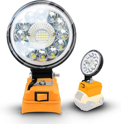 مصباح عمل LED لاسلكي محمول لبطارية ديوالت 20 فولت، 27 وات 2850 لومن الأضواء الكاشفة في الهواء الطلق، مع منفذي شحن USB لورشة العمل، والطوارئ، والمرآب، وصيد الأسماك، والتخييم، وأضواء العمل تحت الخطاف in Saudi Arabia