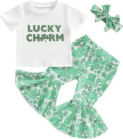 Western Toddler Baby Girl Clothes Vintage Short Sleeve Top Fringe T-Shirt Kids Bell Bottoms Flare Pants Outfits Set in Kuwait