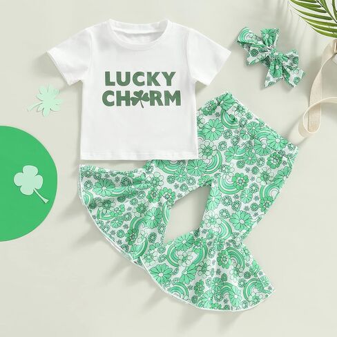 Western Toddler Baby Girl Clothes Vintage Short Sleeve Top Fringe T-Shirt Kids Bell Bottoms Flare Pants Outfits Set in Kuwait