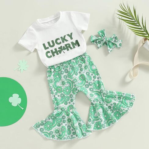 Western Toddler Baby Girl Clothes Vintage Short Sleeve Top Fringe T-Shirt Kids Bell Bottoms Flare Pants Outfits Set in Kuwait