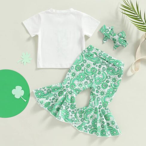 Western Toddler Baby Girl Clothes Vintage Short Sleeve Top Fringe T-Shirt Kids Bell Bottoms Flare Pants Outfits Set in Kuwait
