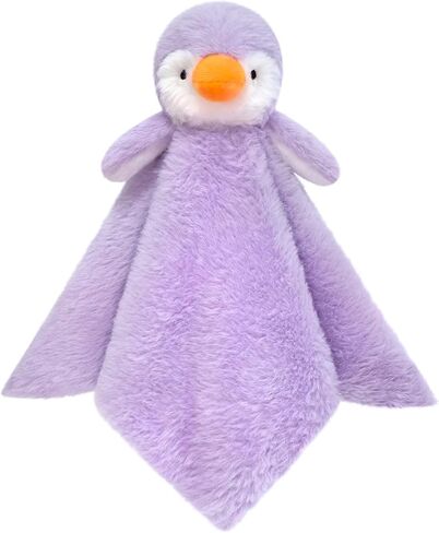 Baby Purple Penguin Soft Stuffed Animal Security Blanket, Plush Penguin Character Lovey Blanket, Baby Shower/Nursery Gift, Newborn Infant Toddler Snuggle Blankie for Girls Boys, 14 Inches in Kuwait