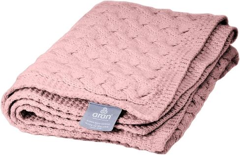 Aran Woollen Mills Supersoft Merino Irish Baby Blanket Cable Knit Throw Made in Ireland 22" x 32" (Sea Foam Green) in Saudi Arabia