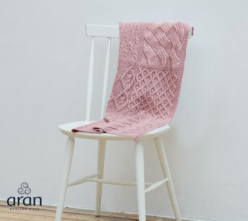 Aran Woollen Mills Supersoft Merino Irish Baby Blanket Cable Knit Throw Made in Ireland 22" x 32" (Sea Foam Green) in Saudi Arabia