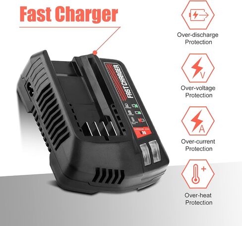 1 حزمة شاحن بطارية 20 فولت بديل لشاحن بطارية Craftsman V20 متوافق مع بطارية ليثيوم 20 فولت CMCB201 CMCB202 CMCB204 CMCB205 CMCB206 متوافق مع بطارية سلسلة V20 in Kuwait