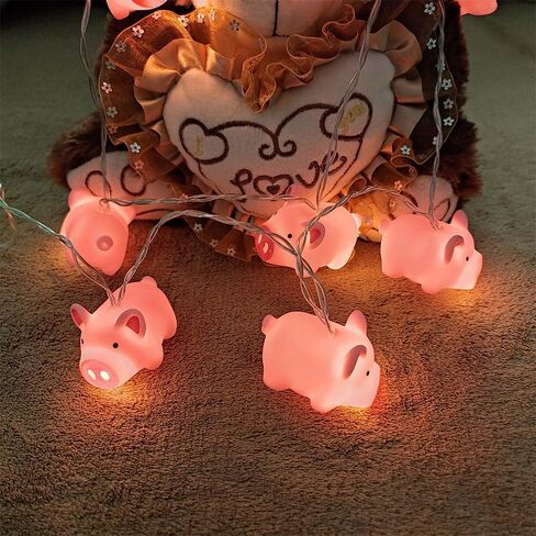 1.65m 10LEDs Decorative Fairy Pig Shape Night Mood Light Romantic Lamp for Home Indoor Bedroom Party Festival Décor Warm White in Kuwait