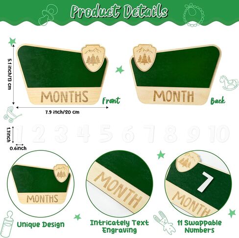 بطاقات معلم شهرية للأطفال من R HORSE، أقراص معلم شهرية خشبية للمنتزه الوطني مع بطاقات أرقام، إعلان علامات أشهر الطفل، هدايا عيد الميلاد لحديثي الولادة للأولاد والبنات in Kuwait
