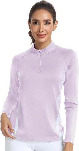 AGVNG Womens 1/4 Zip Pullover Fleece Thermal Lightweight Shirts Long Sleeve Athletic Hiking Running Workout Golf Tops in Saudi Arabia