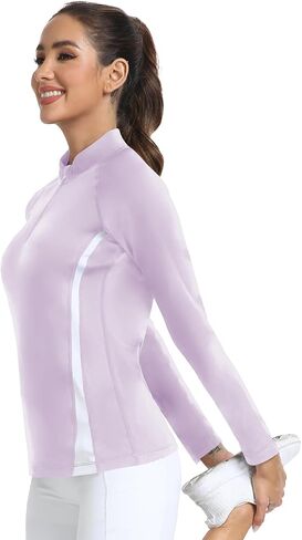 AGVNG Womens 1/4 Zip Pullover Fleece Thermal Lightweight Shirts Long Sleeve Athletic Hiking Running Workout Golf Tops in Saudi Arabia