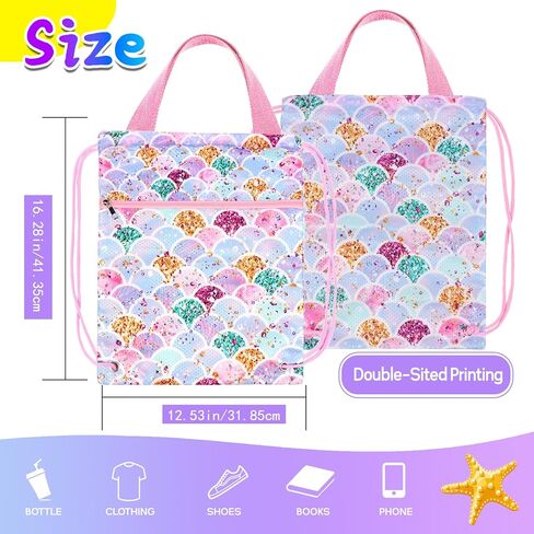 RLGPBON Drawstring Backpack for Kids Girls and Boy,Girls Gym Dance Bag,Sports Gym Bag for Girls Kids Waterproof Swimming Beach Sackpack in Kuwait