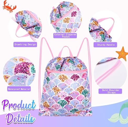 RLGPBON Drawstring Backpack for Kids Girls and Boy,Girls Gym Dance Bag,Sports Gym Bag for Girls Kids Waterproof Swimming Beach Sackpack in Kuwait