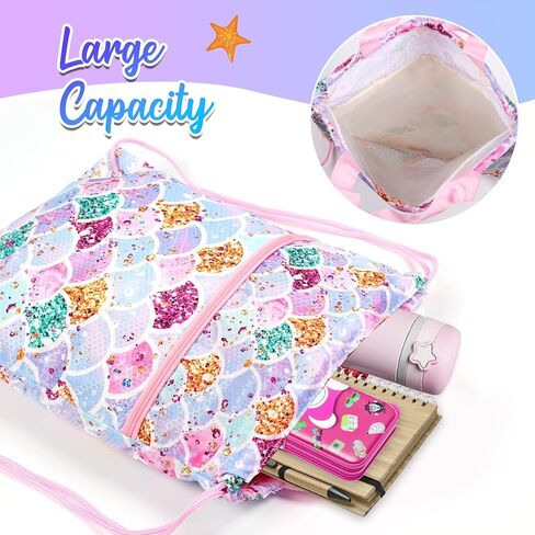 RLGPBON Drawstring Backpack for Kids Girls and Boy,Girls Gym Dance Bag,Sports Gym Bag for Girls Kids Waterproof Swimming Beach Sackpack in Kuwait