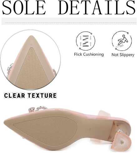 Women's Rhinestones Bow Clear Heels Slingback Pumps Fashion Comfort Closed Pointed Toe Kitten Heels Sandals for Wedding Party Dress Shoes in Kuwait