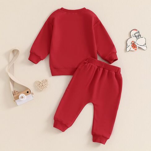 2pcs Toddler Baby Boy Football Outfits Long Sleeve Sunday Chiefs Sweatshirt Jogger Pants Fall Winter Clothes Set in Saudi Arabia