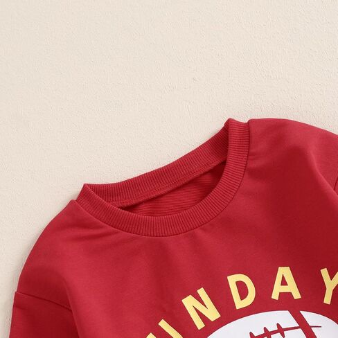 2pcs Toddler Baby Boy Football Outfits Long Sleeve Sunday Chiefs Sweatshirt Jogger Pants Fall Winter Clothes Set in Saudi Arabia