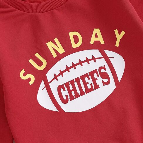 2pcs Toddler Baby Boy Football Outfits Long Sleeve Sunday Chiefs Sweatshirt Jogger Pants Fall Winter Clothes Set in Saudi Arabia