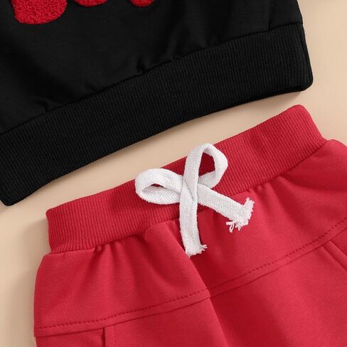 Toddler Baby Boy Valentine's Day Outfit Lover Boy Embroidery Letter Sweatshirt Pullover Tops Jogger Pants Clothes in Kuwait