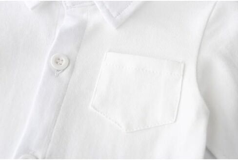 Baby Boys' 4 Pcs Suit Dress Clothes Infant Tuxedo Sets Shirt Collar Top+Strap Pants+Beret+Bow Tie 0-24M in Kuwait