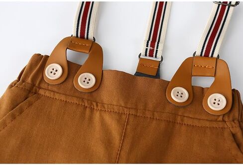 Baby Boys' 4 Pcs Suit Dress Clothes Infant Tuxedo Sets Shirt Collar Top+Strap Pants+Beret+Bow Tie 0-24M in Kuwait