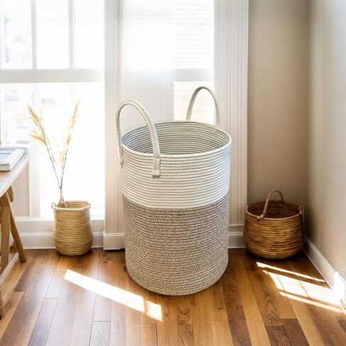 Collapsible Laundry Basket - Sturdy Clothes Hamper with Handles for Easy Transportation - Stain-Resistant Laundry Hamper with Ventilation for Storage Solutions 58L Blanket Basket for Bedroom in Saudi Arabia