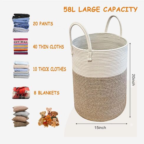 Collapsible Laundry Basket - Sturdy Clothes Hamper with Handles for Easy Transportation - Stain-Resistant Laundry Hamper with Ventilation for Storage Solutions 58L Blanket Basket for Bedroom in Saudi Arabia