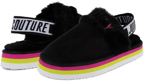 صنادل نسائية من الفرو الصناعي من Juicy Couture - شباشب مريحة سهلة الارتداء مع حزام خلفي، شرائح فروية أنيقة لراحة داخلية وخارجية in Saudi Arabia