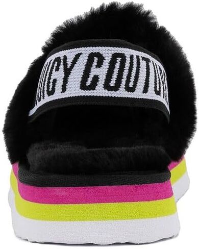 صنادل نسائية من الفرو الصناعي من Juicy Couture - شباشب مريحة سهلة الارتداء مع حزام خلفي، شرائح فروية أنيقة لراحة داخلية وخارجية in Saudi Arabia