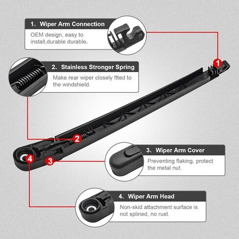 Windshield Wiper Blades For Hyundai Santa Fe 2006-2012 CM Wiper Rear Wiper Blade & Arm Set Kit Windshield Windscreen Tailgate Window (for Chevy Traverse 2009-2017) in Saudi Arabia