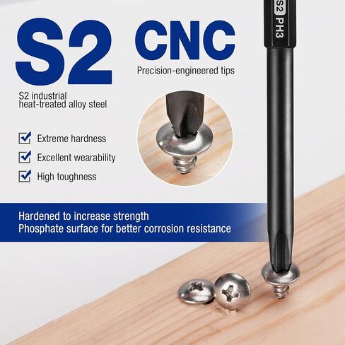 WORKPRO 10pcs Slotted Phillips Screwdriver Bit Set, S2 Steel Magnetic Screwdriver Bits Set, CNC Machined Tips, 1/4 Inch Hex Shank Driver Bits, 3 Inch Long Screwdriver Bits Set with Storage Box in Saudi Arabia