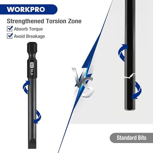 WORKPRO 10pcs Slotted Phillips Screwdriver Bit Set, S2 Steel Magnetic Screwdriver Bits Set, CNC Machined Tips, 1/4 Inch Hex Shank Driver Bits, 3 Inch Long Screwdriver Bits Set with Storage Box in Saudi Arabia
