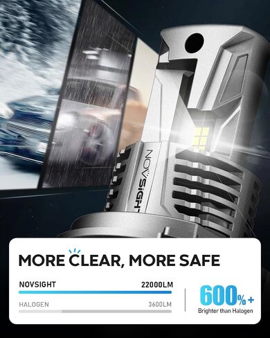 مصابيح NOVSIGHT H11، مصباح ضباب 18000LM 6500K، مقاس 1:1 التوصيل والتشغيل، حزمة من 2 in Saudi Arabia