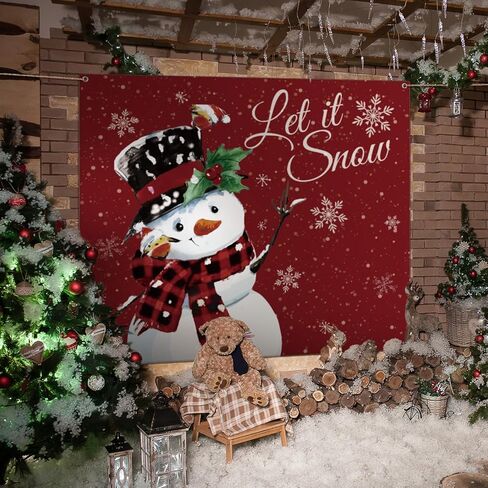 Christmas Garage Door Banner 7 x 8ft outdoor Christmas Decoration holiday garage door covers wall Backdrop Decoration Indoor Outdoor for Christmas Holiday Party Supplies(Snowman) in Saudi Arabia