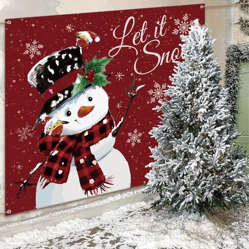 Christmas Garage Door Banner 7 x 8ft outdoor Christmas Decoration holiday garage door covers wall Backdrop Decoration Indoor Outdoor for Christmas Holiday Party Supplies(Snowman) in Saudi Arabia