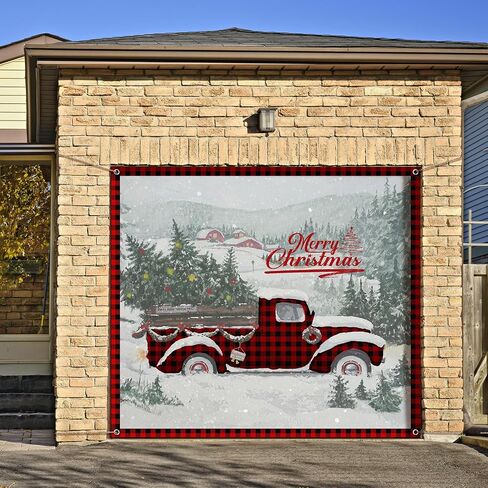 Christmas Garage Door Banner 7 x 8ft outdoor Christmas Decoration holiday garage door covers wall Backdrop Decoration Indoor Outdoor for Christmas Holiday Party Supplies(Snowman) in Saudi Arabia