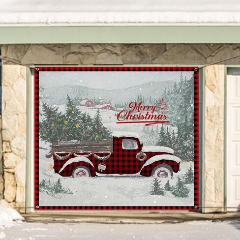 Christmas Garage Door Banner 7 x 8ft outdoor Christmas Decoration holiday garage door covers wall Backdrop Decoration Indoor Outdoor for Christmas Holiday Party Supplies(Snowman) in Saudi Arabia