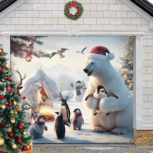 Christmas Garage Door Banner 7 x 8ft outdoor Christmas Decoration holiday garage door covers wall Backdrop Decoration Indoor Outdoor for Christmas Holiday Party Supplies(Snowman) in Saudi Arabia