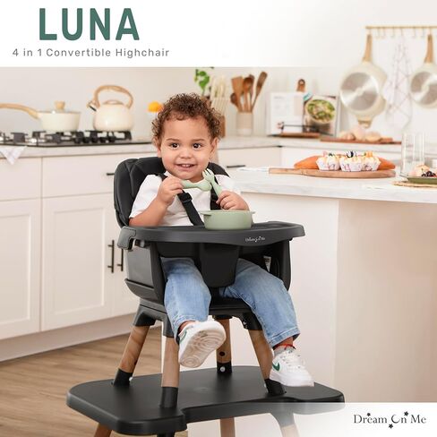 Dream On Me Luna 4in1 Convertible Highchair in Black in Kuwait