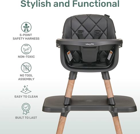 Dream On Me Luna 4in1 Convertible Highchair in Black in Kuwait