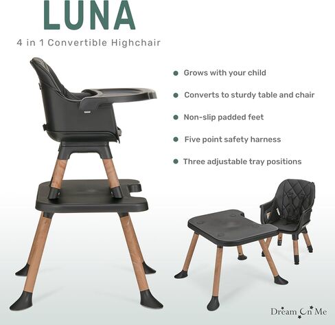 Dream On Me Luna 4in1 Convertible Highchair in Black in Kuwait