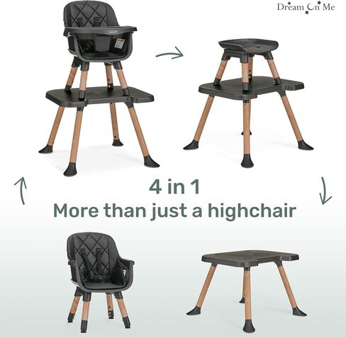 Dream On Me Luna 4in1 Convertible Highchair in Black in Kuwait