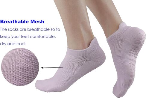 جوارب يوجا تاملين، جوارب بيلاتيس قبضة 4 أزواج جوارب غير قابلة للانزلاق لليوجا، باري، جوارب شبشب منزلية رياضية حافي القدمين، جوارب طاقم الحوامل in Kuwait