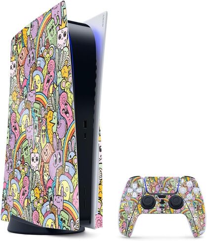 Glossy Glitter Gaming Skin Compatible with PlayStation 5 Bundle - OMG Yes - Premium 3M Vinyl Protective Wrap Decal Cover - Easy to Apply | Crafted in The USA by MightySkins in Kuwait