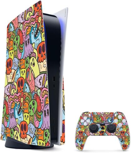 Glossy Glitter Gaming Skin Compatible with PlayStation 5 Bundle - OMG Yes - Premium 3M Vinyl Protective Wrap Decal Cover - Easy to Apply | Crafted in The USA by MightySkins in Kuwait