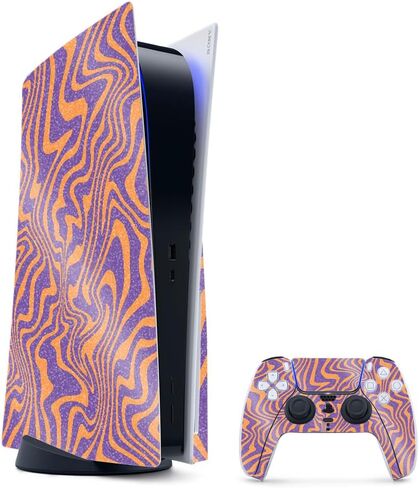 Glossy Glitter Gaming Skin Compatible with PlayStation 5 Bundle - OMG Yes - Premium 3M Vinyl Protective Wrap Decal Cover - Easy to Apply | Crafted in The USA by MightySkins in Kuwait