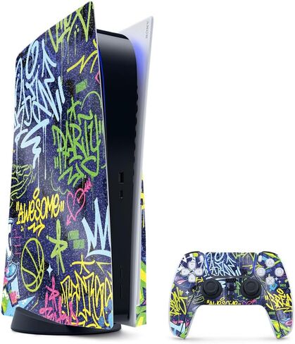 غلاف ألعاب لامع لامع متوافق مع حزمة PlayStation 5 - علامات نيون - غطاء لاصق واقي من الفينيل 3M ممتاز - سهل التطبيق | صُنع في الولايات المتحدة الأمريكية بواسطة MightySkins in Saudi Arabia