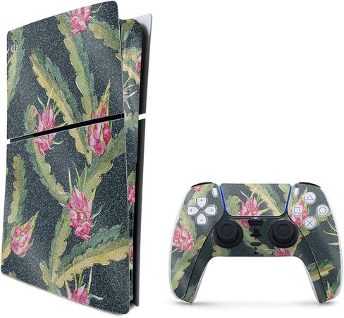 Carbon Fiber Gaming Skin Compatible with PlayStation 5 Slim Digital Edition Combo with Controller - Dragonfruit - Premium 3M Vinyl Protective Wrap Decal Cover | Crafted in The USA by MightySkins in Kuwait