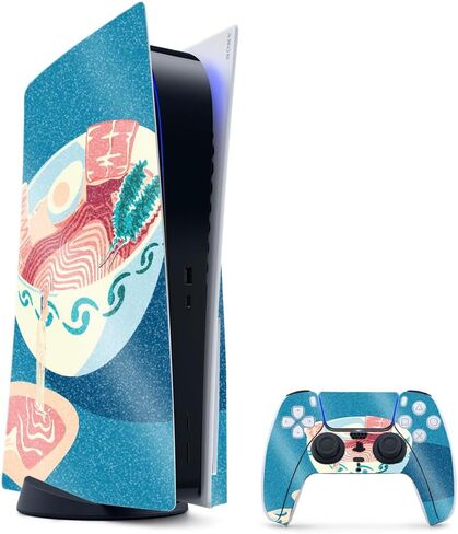 Glossy Glitter Gaming Skin Compatible with PlayStation 5 Bundle - Christmas Collection - Premium 3M Vinyl Protective Wrap Decal Cover - Easy to Apply | Crafted in The USA by MightySkins in Kuwait
